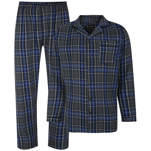 KAM Flanell-Pyjama-Set Anthrazit